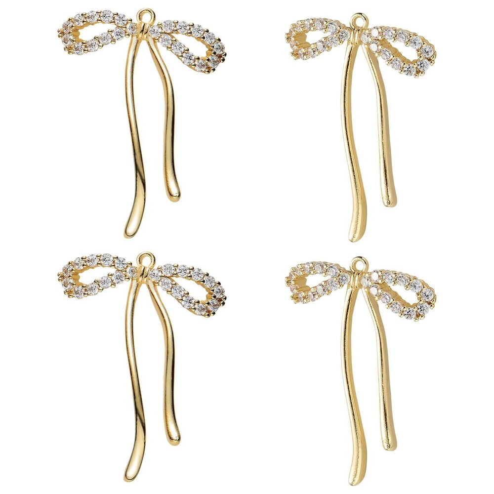 8782 4Pcs Real 14K Gold Filled Bow Charms for Jewelry Making 28x19mm